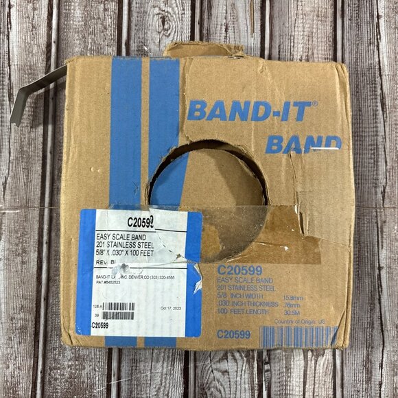 (100ft Box) BAND-IT C20599 Stainless Steel Banding Strapping Clamp 5/8" - Picture 1 of 2